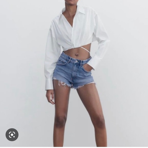 Zara hi rise denim shorts - Picture 3 of 7